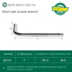 Short ball hex wrench 7mm 82115