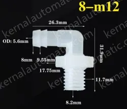 8-M12-M thread right angle elbow