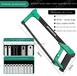 12 inch alloy square tube saw with 10 carbon steel saw blades + 7 multi-function saw blades The saw body can store the saw blades