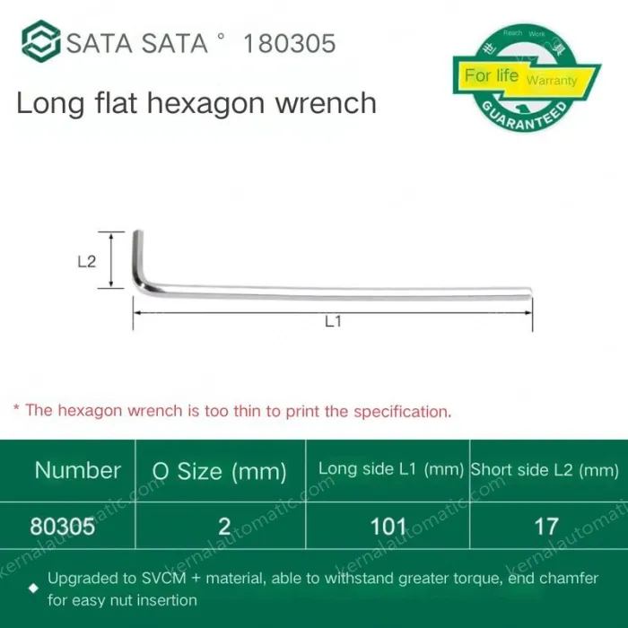 Extra-long flat-head Allen wrench 2mm 80305