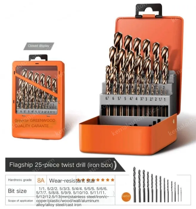 Superhard cobalt flagship iron box 25-piece set + 13 twist drills