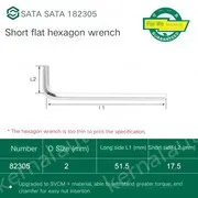 Short flat head hex wrench 2mm 82305