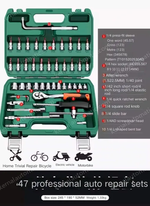 Upgraded 72-tooth bent shank auto repair 47-piece set