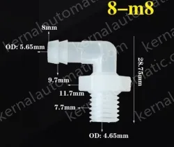 8-M8-M thread right angle elbow