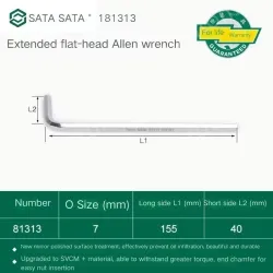 Extended flat head hex wrench 7mm 81313