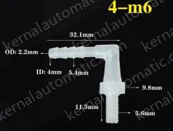 4-M6-M thread right angle elbow