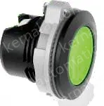 Red frosted button, plastic black border, screw wiring