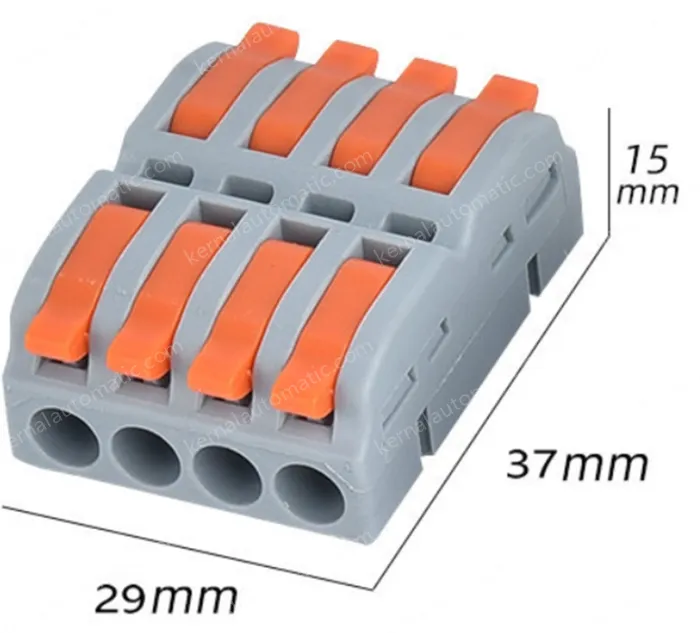 Quick terminal blocks-6 squares, four in and four out
