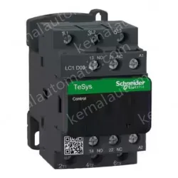 LC1D09M7 IEC contactor, TeSys Deca, nonreversing, 9A, 5HP at 480VAC, up to 100kA SCCR, 3 phase, 3 NO, 220VAC 50/60Hz coil, open style