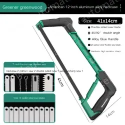 Industrial Heavy Duty 12 inch all-aluminum hacksaw stand includes 10 carbon hacksaw blades + 7 multi-function saw blades