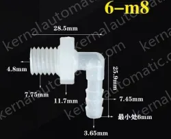 6-M8-M thread right angle elbow