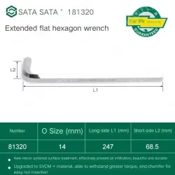Extended flat head hex wrench 14mm 81320
