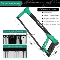 12 inch alloy square tube saw with 10 carbon steel saw blades + 7 multi-function saw blades The saw body can store the saw blades