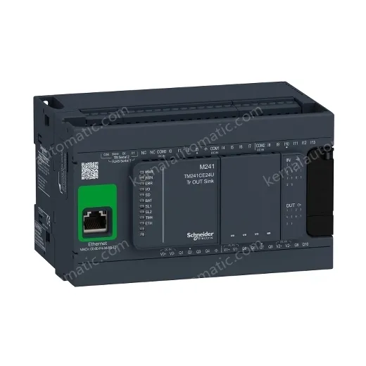TM241CE24U logic controller, Modicon M241, 24 IO, transistor, NPN, Ethernet