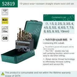 Set of 19 straight shanks containing cobalt twist diamonds