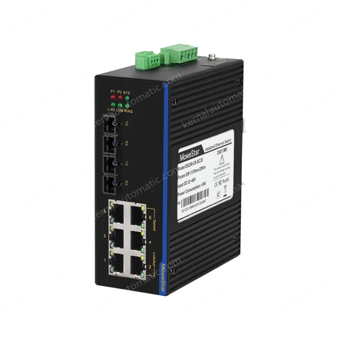 2 Ports 100M F(x) + 6 Ports 10/100M T(x) Din-Rail Unmanaged Industrial Ethernet Switch
