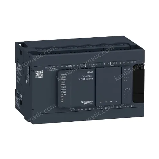 TM241C24T logic controller, Modicon M241, 24 IO, transistor, PNP