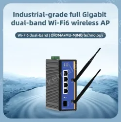 1 Port Gigabit SFP + 4 Ports Gigabit RJ45 Din-Rail Dual Band Wi-Fi6 Wireless Router