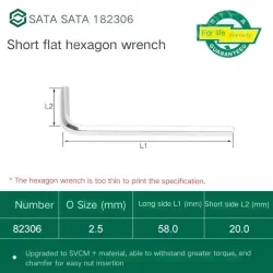 Short flat head hex wrench 2.5mm 82306