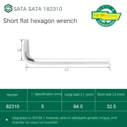 Short flat head hex wrench 5mm 82310
